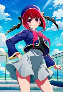 屋上にいる制服姿の有馬かな