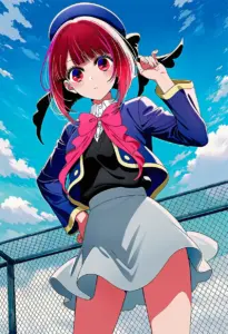 屋上にいる制服姿の有馬かな