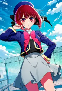 屋上にいる制服姿の有馬かな
