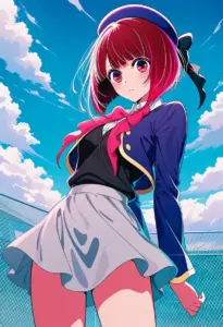 屋上にいる制服姿の有馬かな