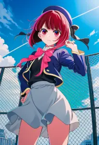 屋上にいる制服姿の有馬かな