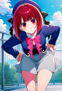 屋上にいる制服姿の有馬かな