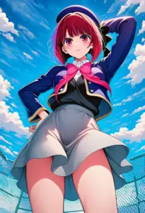 屋上にいる制服姿の有馬かな