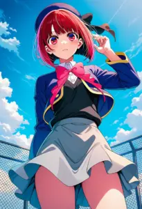 屋上にいる制服姿の有馬かな