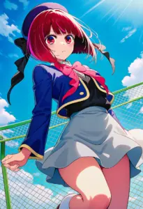 屋上にいる制服姿の有馬かな