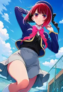 屋上にいる制服姿の有馬かな