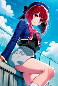 屋上にいる制服姿の有馬かな