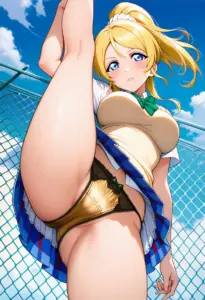 屋上にいる夏服姿の絢瀬絵里のパンチラ