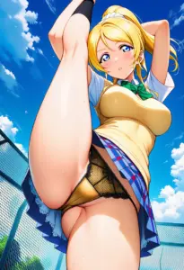 屋上にいる夏服姿の絢瀬絵里のパンチラ