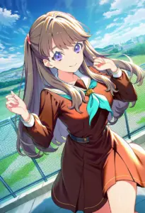 屋上にいる冬服姿の藤島慈