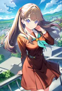 屋上にいる冬服姿の藤島慈