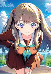 屋上にいる冬服姿の藤島慈