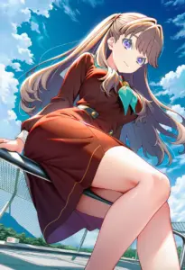 屋上にいる冬服姿の藤島慈