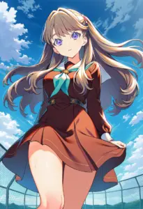 屋上にいる冬服姿の藤島慈