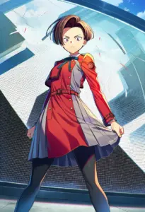 屋上にいる冬服姿の春川フキ