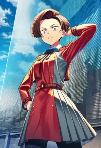 屋上にいる冬服姿の春川フキ