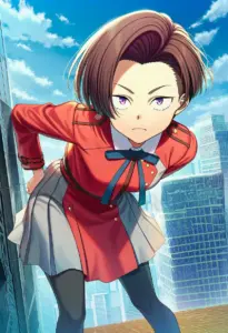 屋上にいる冬服姿の春川フキ