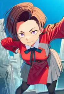 屋上にいる冬服姿の春川フキ