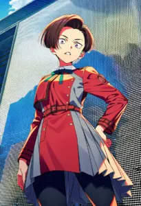 屋上にいる冬服姿の春川フキ