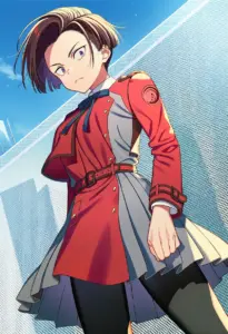 屋上にいる冬服姿の春川フキ