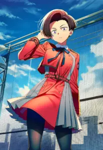 屋上にいる冬服姿の春川フキ