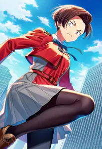 屋上にいる冬服姿の春川フキ