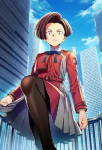 屋上にいる冬服姿の春川フキ