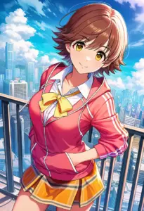 屋上にいる制服姿の本田未央