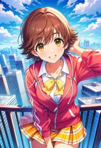 屋上にいる制服姿の本田未央