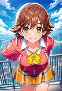 屋上にいる制服姿の本田未央