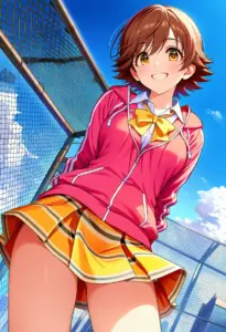 屋上にいる制服姿の本田未央