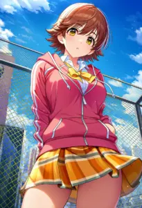 屋上にいる制服姿の本田未央