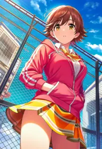 屋上にいる制服姿の本田未央