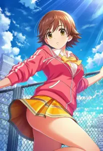 屋上にいる制服姿の本田未央