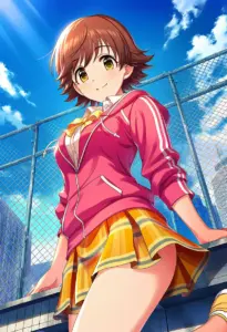 屋上にいる制服姿の本田未央