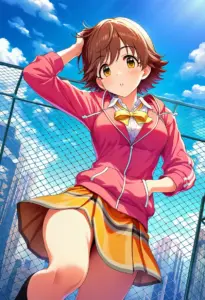 屋上にいる制服姿の本田未央