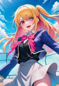 屋上にいる制服姿の星野ルビー