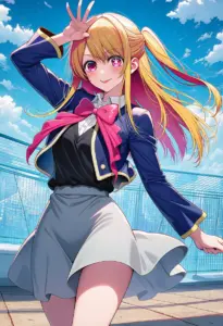 屋上にいる制服姿の星野ルビー