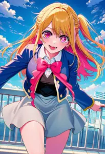 屋上にいる制服姿の星野ルビー