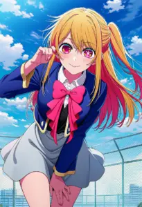 屋上にいる制服姿の星野ルビー