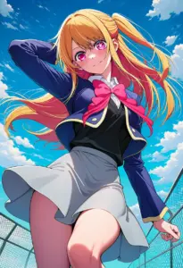 屋上にいる制服姿の星野ルビー