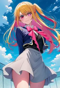 屋上にいる制服姿の星野ルビー
