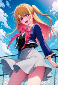 屋上にいる制服姿の星野ルビー