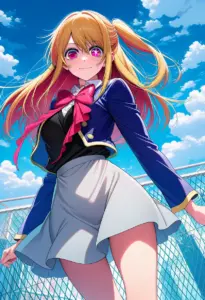 屋上にいる制服姿の星野ルビー