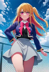 屋上にいる制服姿の星野ルビー