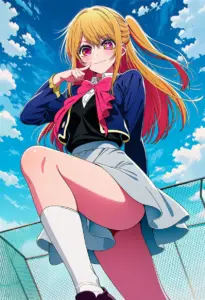 屋上にいる制服姿の星野ルビー