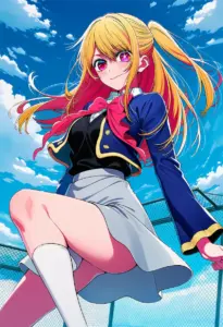 屋上にいる制服姿の星野ルビー