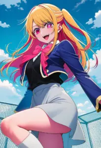 屋上にいる制服姿の星野ルビー