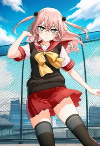 屋上にいる夏服姿の乾紗寿叶