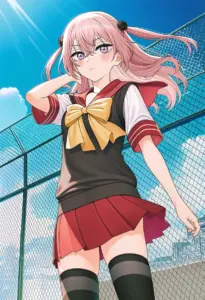 屋上にいる夏服姿の乾紗寿叶